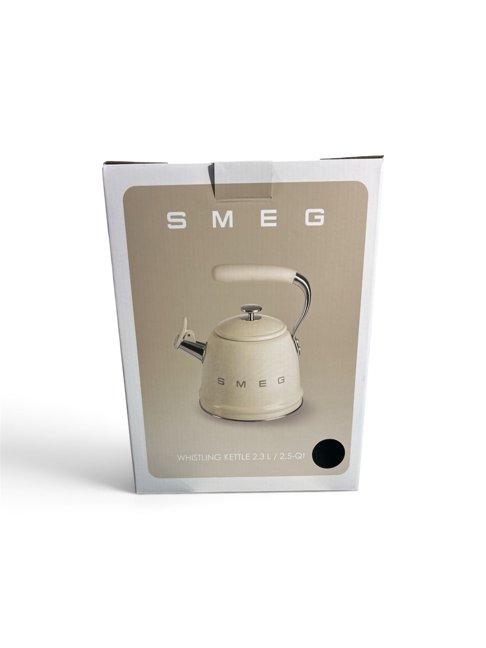 SMEG Retro Stovetop Whistling Tea Kettle 2.3L 2.5 Qt Black Stainless WKF01 New